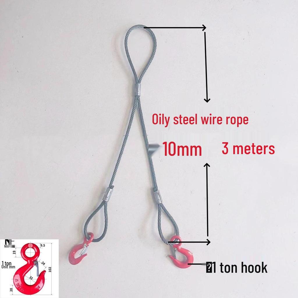 Двухветвевой строп из плетеного стального каната с крюками для такелажа при обслуживании кранов