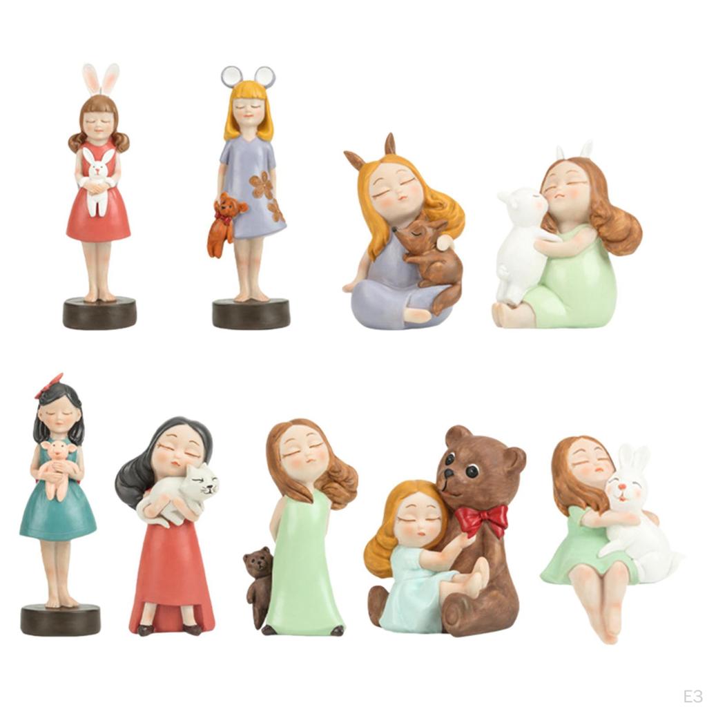 Girl Figurines Statues Crafts Creative Figure Tabletop Decoration Ornament for Car Dashboard