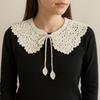 Сладкая ажурная вязаная шаль, блузка с круглым вырезом, плечи, ложный воротник, вязаные шарфы, женская
