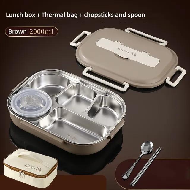 304 Stainless Steel Compartment Insulated Lunch Box Office Worker Students Sealed Portable Bento Microwae Heating Food Container