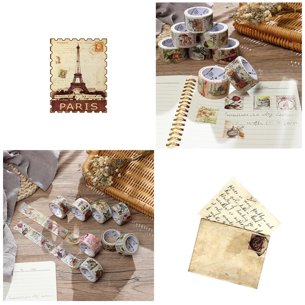 Diary Planner Decorative Scrapbooking Sticker Post Office Label Vintage Stamp Tape Washi Stickers