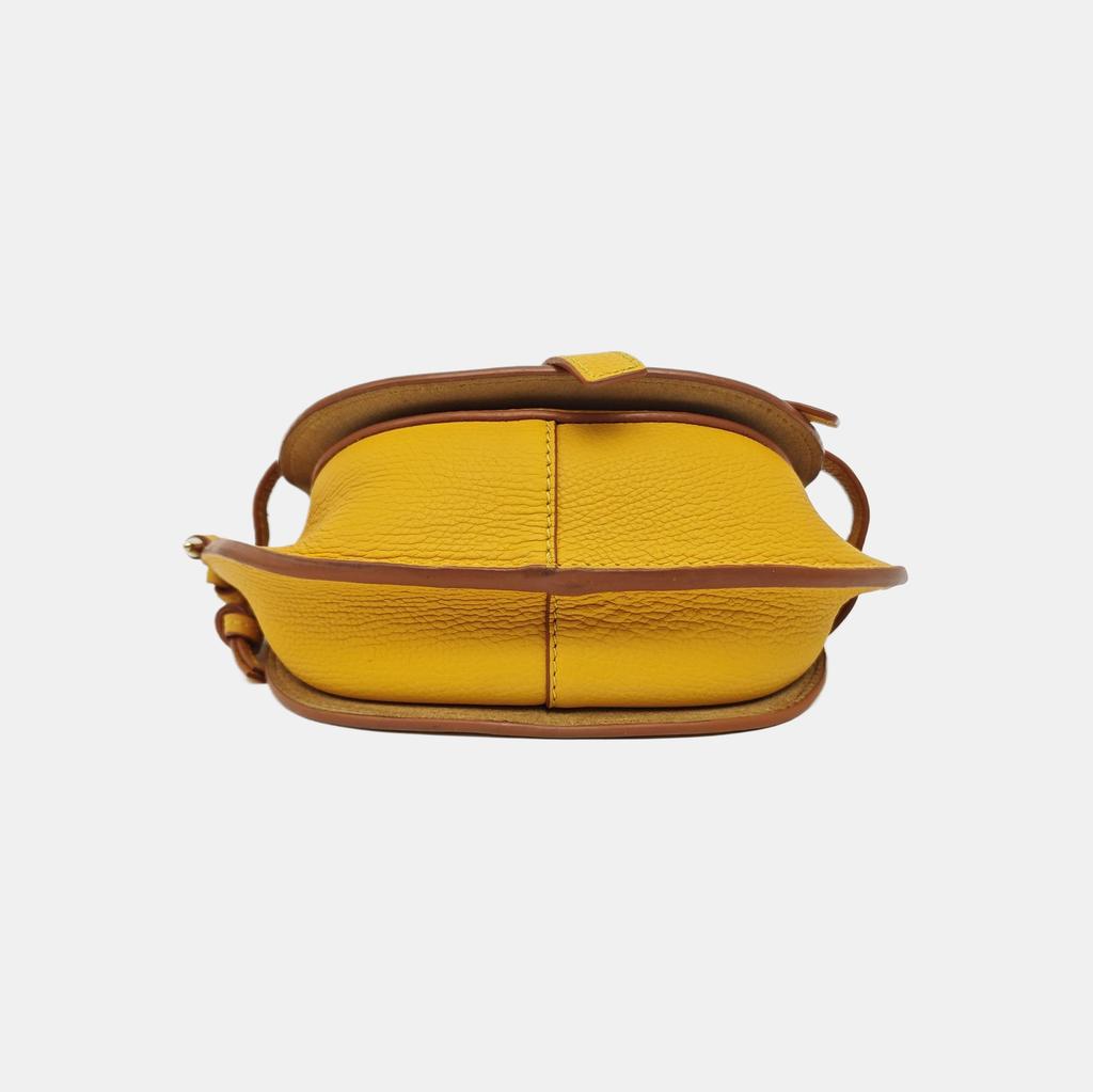 [Pre-Owned] Gate Bow Decorated Adjustable Shoulder Strap Grain Leather Saddle Bag Crossbody Shoulder Bag - Very Good #1THOO0P