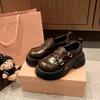Double Buckle with Platform Small Leather Shoes Women's 2025 New Fashion Versatile Casual Loafers