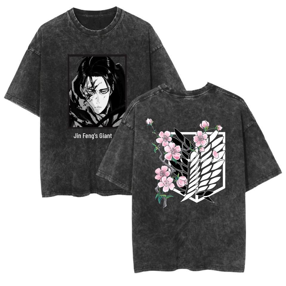 Моющаяся повседневная хлопковая летняя футболка с аниме «Атака титанов»