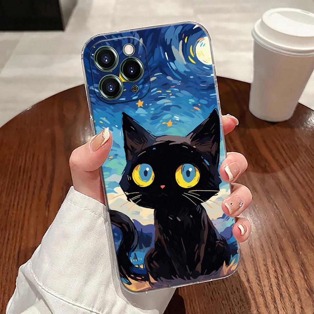 Ретро Масляная Живопись Звездное Небо Кот Чехол Для Apple iPhone 17 16 15 14 13 12 11 Pro Max 16 Plus 16E 17Air 17Pro Чехол Для Телефона Funda