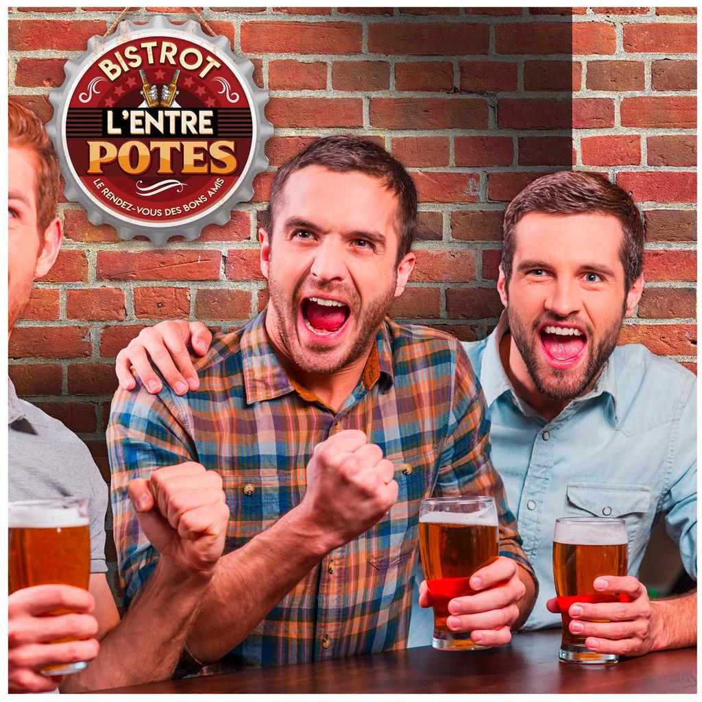 Les Trésors De Lily [A1353] - Тарелка металлическая капсульная 'Bistrot l'Entre Potes' 3D рельеф - 30 см