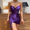 2022 Summer New Chic Fashion Slip Satin Sexy Mini Dresses Solid Color Sleeveless Women Backless Bodycon Dress Club Party Dresses