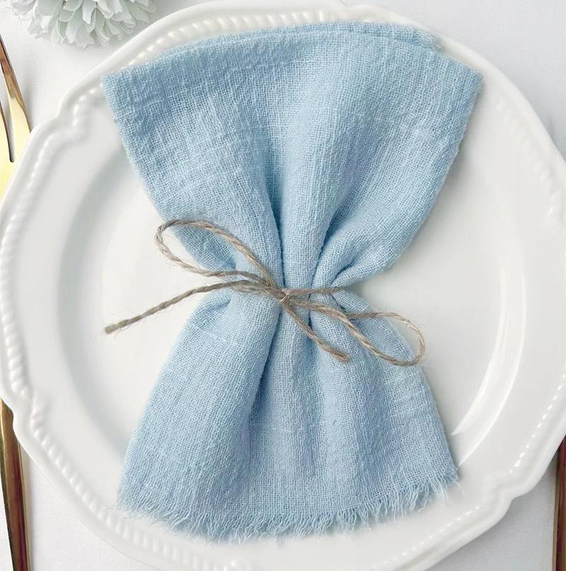 24 шт. салфетки ручной работы из ткани с бахромой 12,5x12,5 дюймов, многоразовые мягкие деревенские хлопковые салфетки для ужина на свадьбу