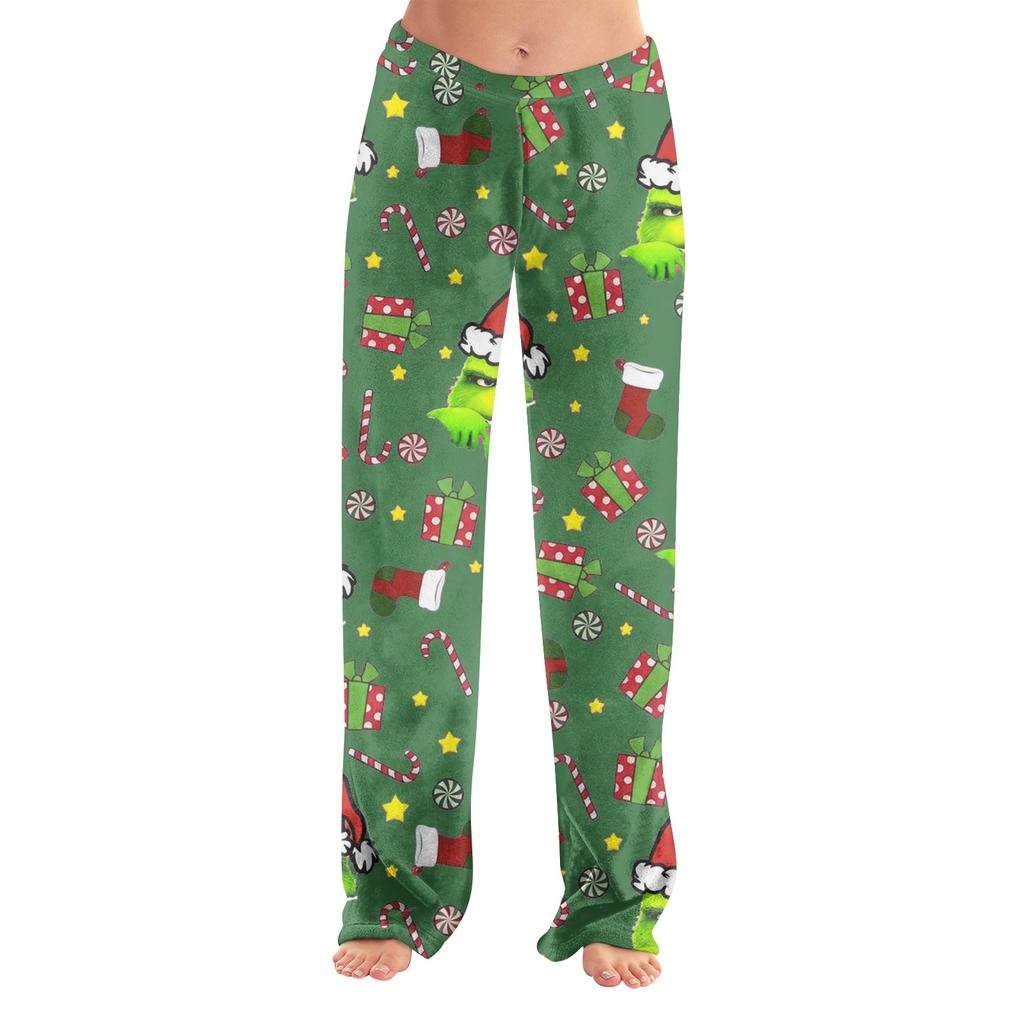 Women's Christmas Print Pants, Casual Pajama Bottoms for Holiday Wear