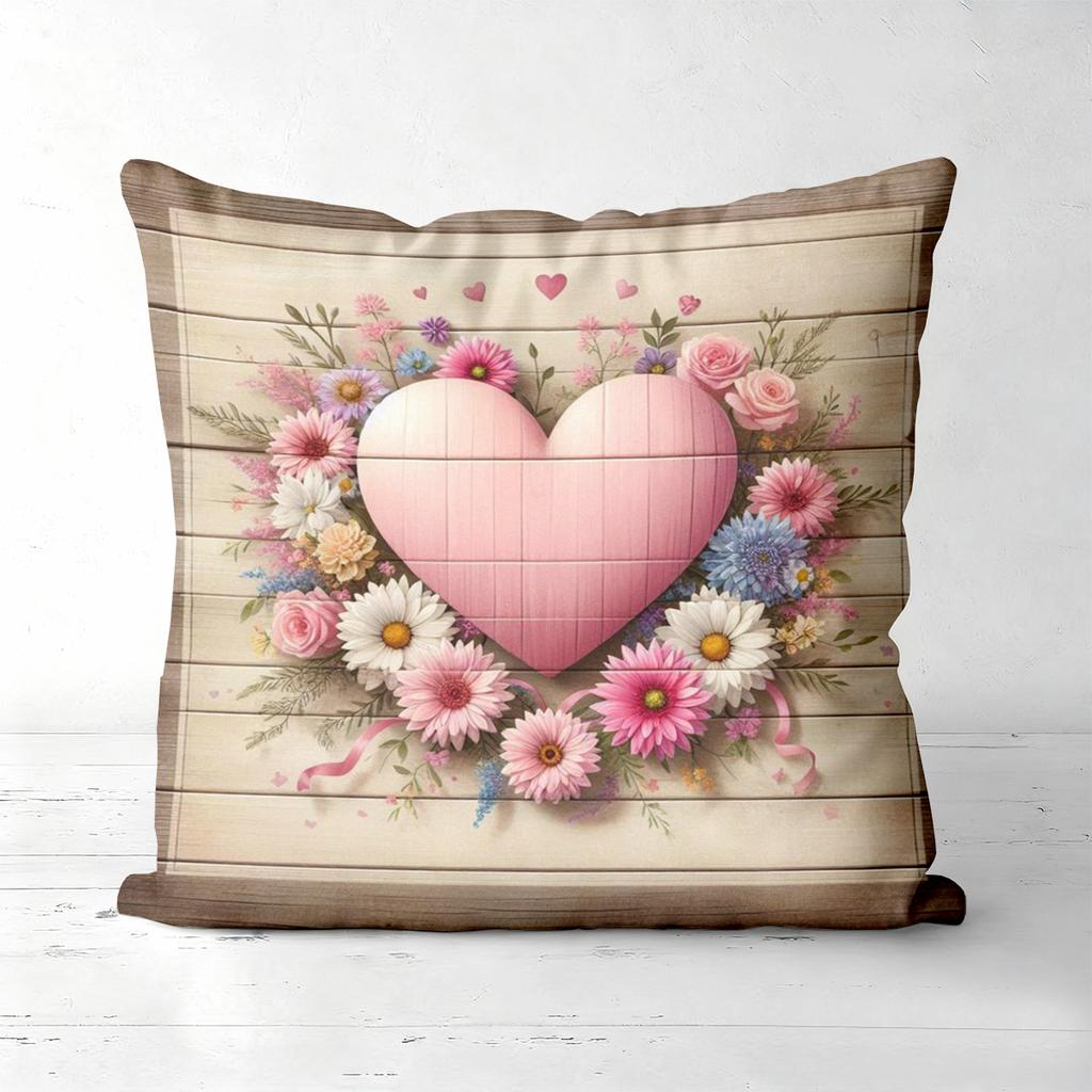 Floral Heart Patterned Cushion Covers for Home Decor Polyester pillowcase, sofa decorative cushion cov Headboard Pillow