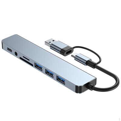 USB-адаптер концентратора типа C, многопортовый, 8 в 1, док-станция из алюминиевого сплава USB3.0