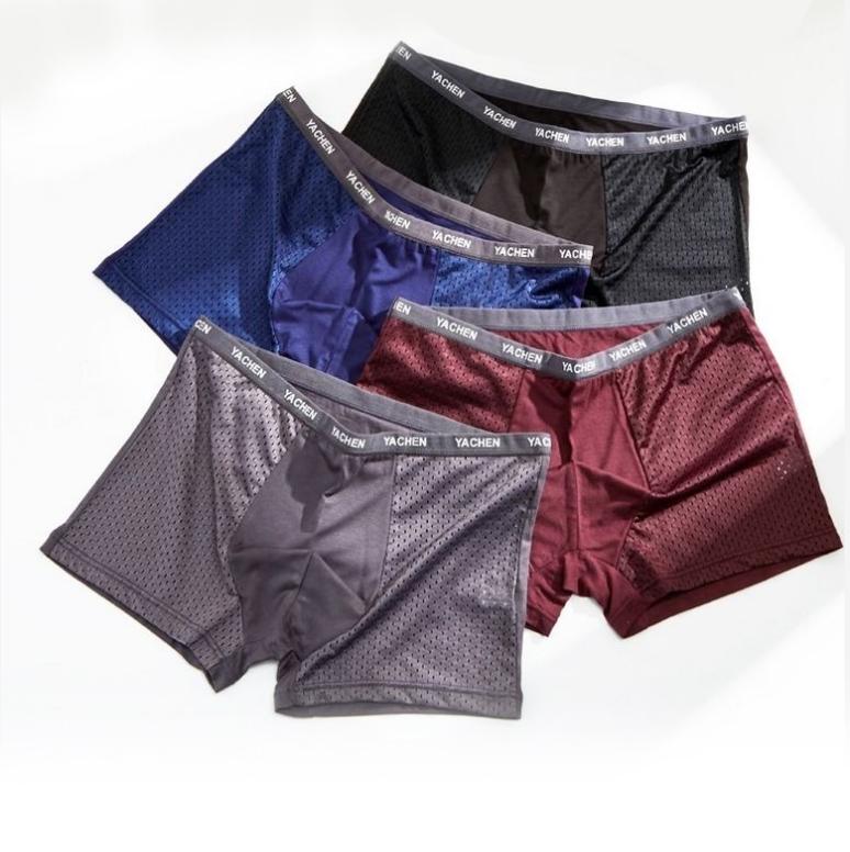 Мужское нижнее белье, шелковые трусы-боксеры из ледяного шелка, сексуальные трусы-боксеры, летние ультратонкие дышащие шелковистые сетчатые трусы-боксеры