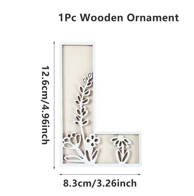 Wooden Alphabet Letters Wall Decor Set Engraved Floral Pattern Home Craft Ornaments Elegant Display for Living Room
