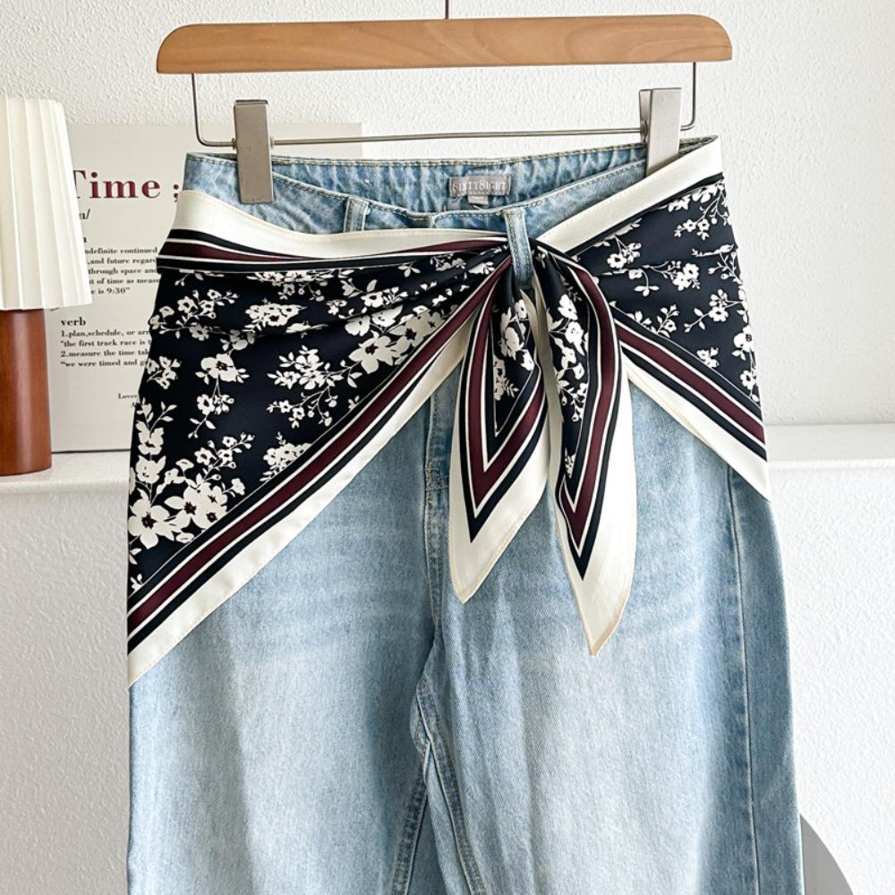 Satin Waist Triangle Scarf Belt Ethnic Style Shirt Extender Fashion Silk Scarf Women's Fashion