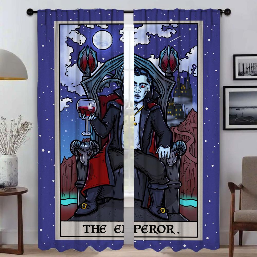 Anti-mosquito Curtains 2 Pieces Terror Tarot Elegant Room Curtains for Camera Shades Living Room Curtain Partition Kitchen Child
