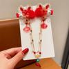 Hanfu Headwear Chinese Style Red Barrettes Forehead Chain Ancient Style Hair Clip  Festival