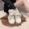 Зимние женские теплые утолщенные спортивные туфли с толстой подошвой, белые туфли, нескользящие, повседневные, теплые, со шнуровкой