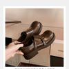 Grape Mom Studiolee Double Buckle with Round Head One Pedal Versatile British Style Big Head Leather Shoes Women's Comfortable Low Heel