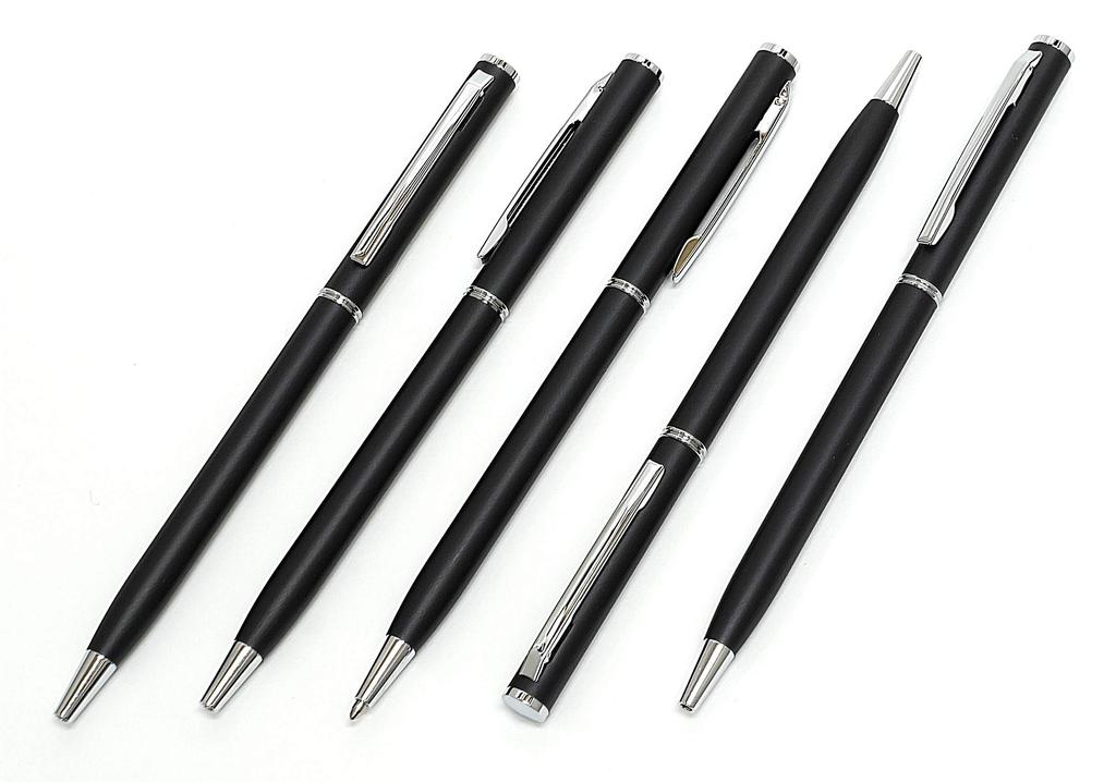 Тонкий пенал из воловьей кожи красно-коричневый набор тонкая шариковая ручка с вращающейся головкой черного цвета ASCR-PD04-B