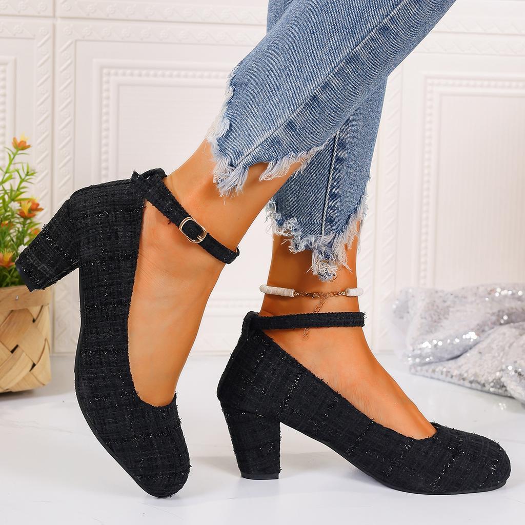 Fashion Women Pumps New Sexy Ankle Strap High Heels Women Autumn Round Toe Fashion Shallow High Heels Shoes for Women Zapatos De Mujer
