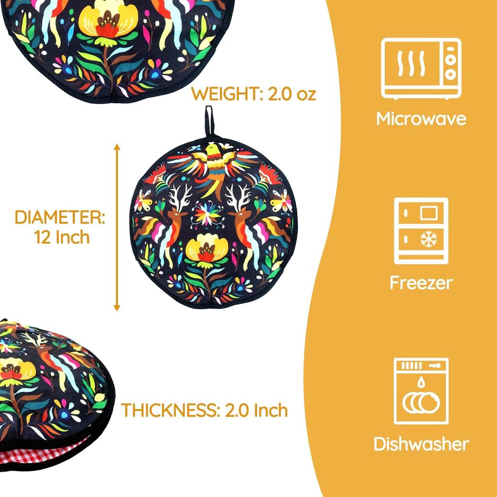 ZKOO 12" Tortilla Warmer Pouch, ulated Tortillas Pouch for Tortillas, Tacos, Naan, Pizza Rolls, Microwavable Fabric Bag, Tortilla Warmer Keeps Food
