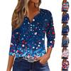 Women's T Shirt Print Button 3/4 Sleeve Daily Weekend Fashion Basic V- Neck Regular Top