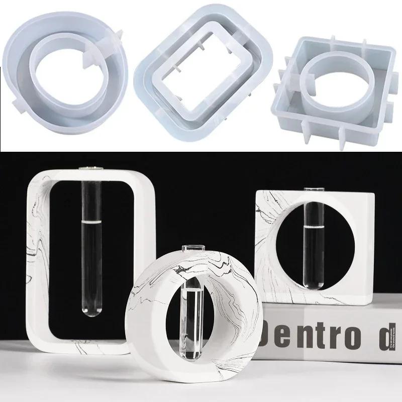 Форма для клея из эпоксидной смолы, овальная квадратная пробирка для гидропоники, цветочная детская настольная ваза, силиконовая форма