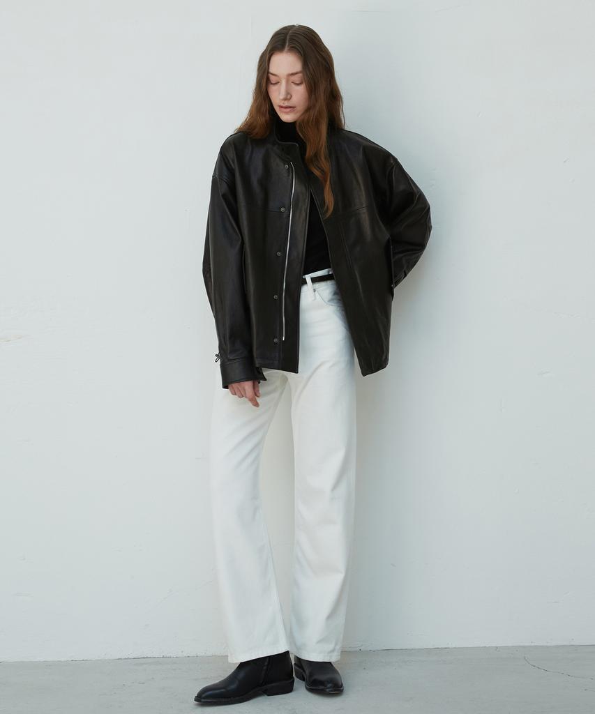 Verdemar Italian Vegetable Lambskin High-Neck Oversized Jumper_Black