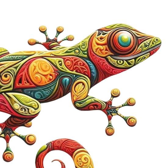 Wall Art Gecko Decoration Metal Lizard Wall Decoration Colorful Wall Mounted Gecko for Garden Fence Home Farmhouse Decor