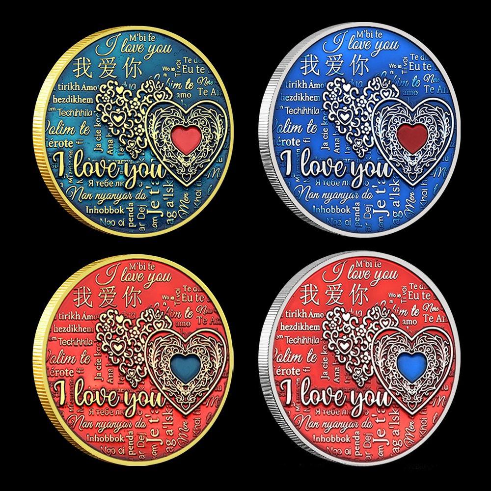 Happy Valentine's Day gold and silver commemorative coin, lucky love commemorative medal, Qixi, Valentine's Day gift
