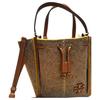 Tory Burch Mcgraw Drawstring Closure Leather Logo Felt And Leather Shoulder Crossbody Tote Bag Women bags Gray Brown 144861-294