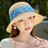 Summer new hat women's floral streamer Lafite straw hat seaside beach hat sun protection visor sun hat