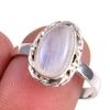 Natural Rainbow Moonstone Gemstone 925 Solid Silver Jewelry Ring Size 8.5 T7n79