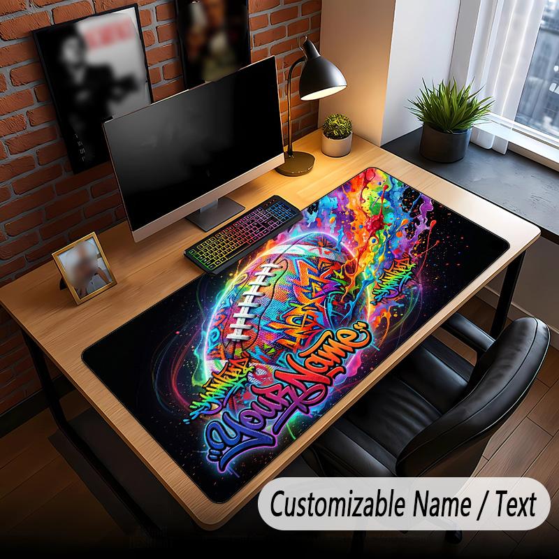 American Football Theme Custom Mouse Pad Personalized With Name Text Customized Desk Mat For Office Home Decor
