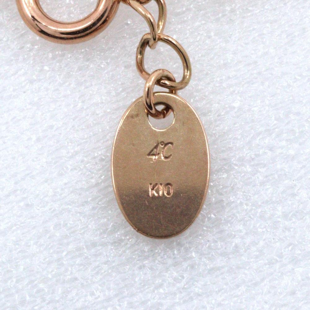 4℃ heart Necklace K10 Pink Gold/diamond 1.5g Women Used