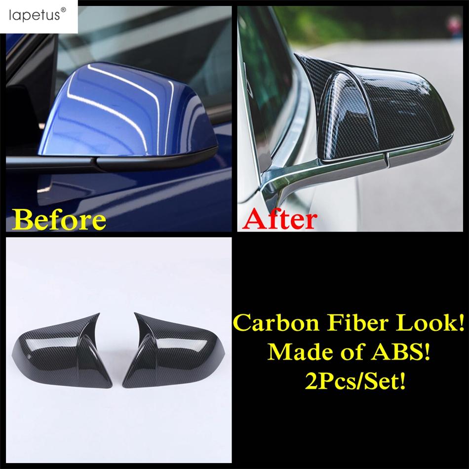 ABS Chrome / Carbon Fiber Accessories For Tesla Model 3 2018 - Rearview Mirror Decor Shell Rain Shade Eyebrow Cover Trim