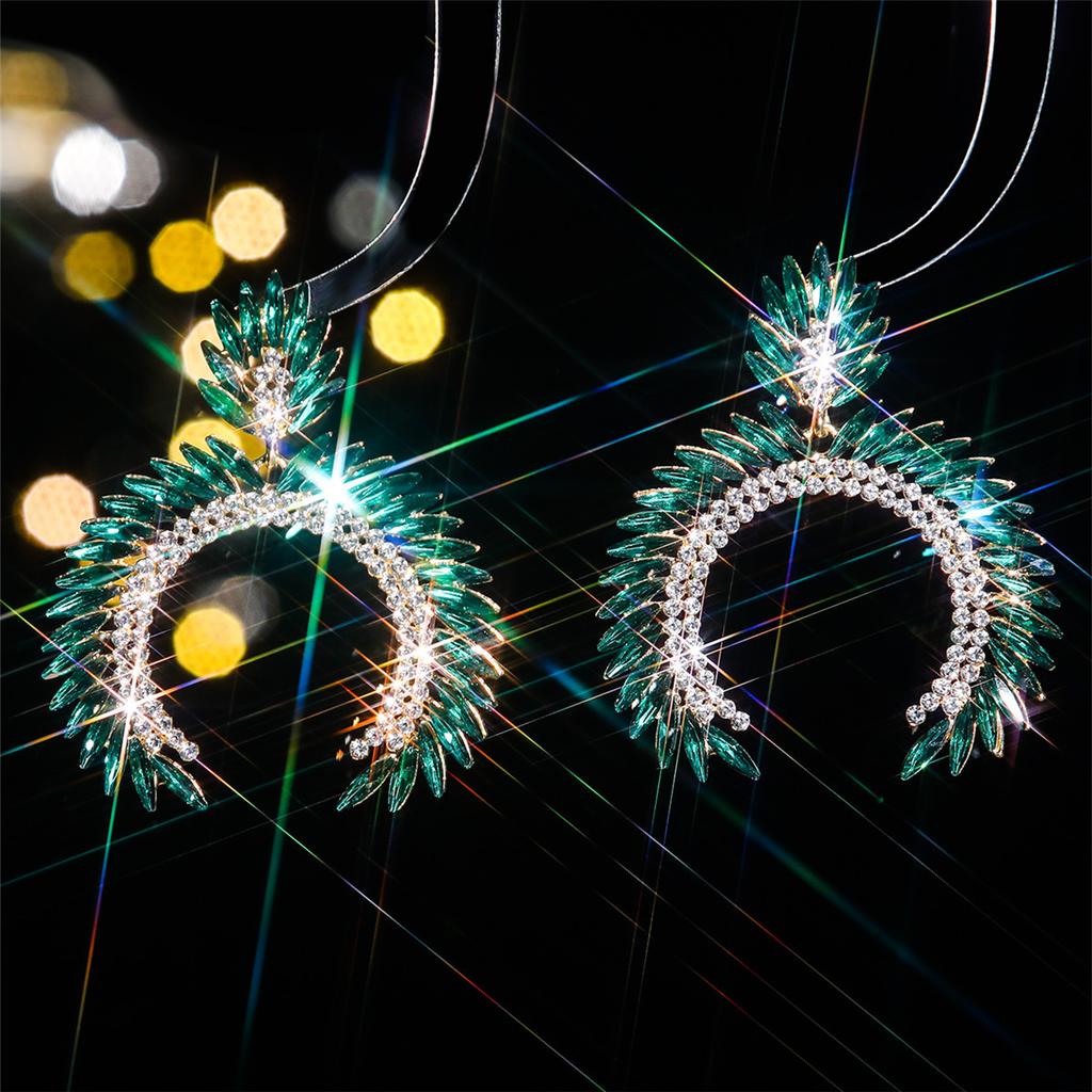 Fashion Geometric C-shaped Colored Glass Rhinestone Earrings for Women, Personalized Exaggerated Stud Earrings and Ear Accessories