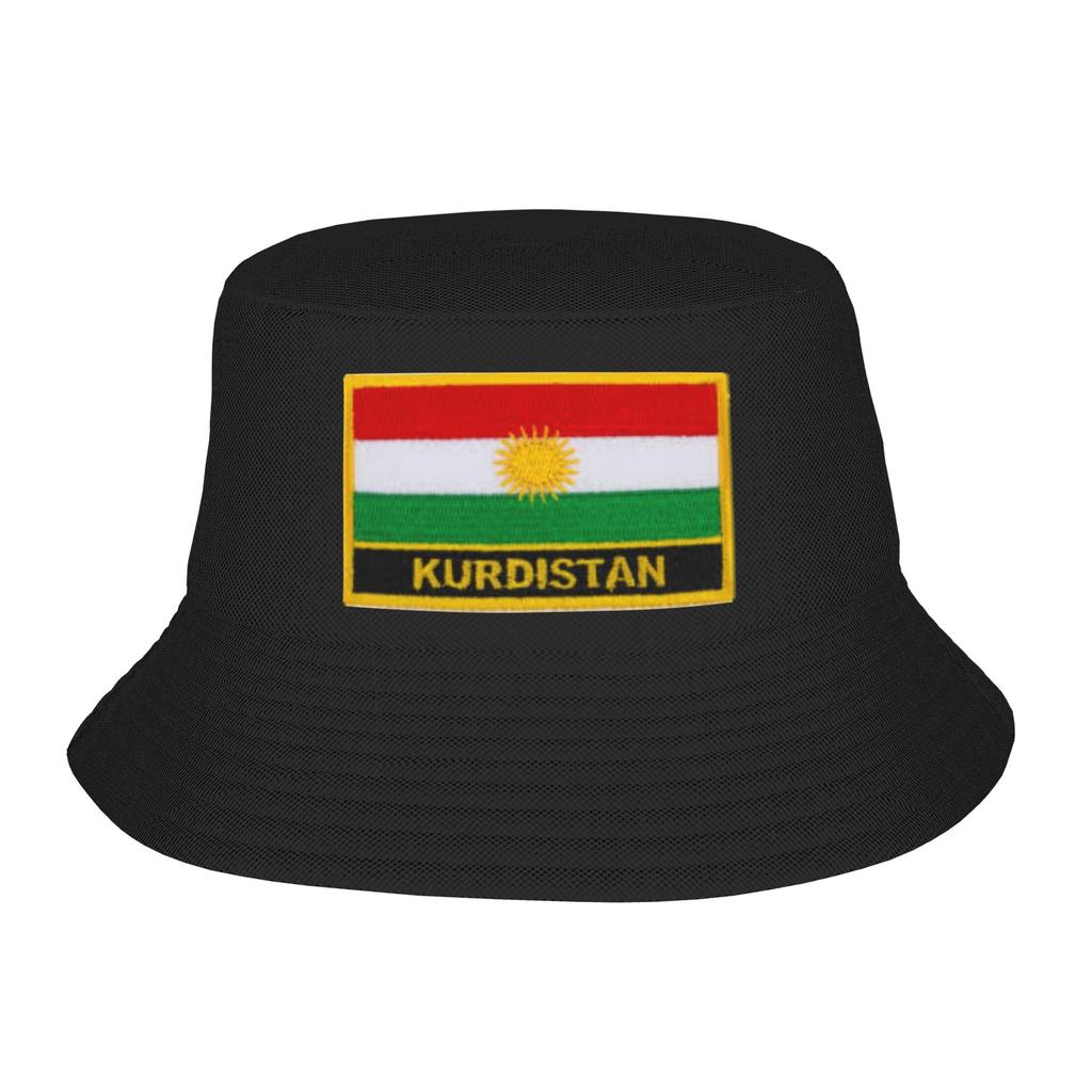 Men Women Kurdistan Flag Map Bucket Hat Soft Fold Fisherman Hats Spring Korean Fishing Caps Streetwear Graphic Sun Hat
