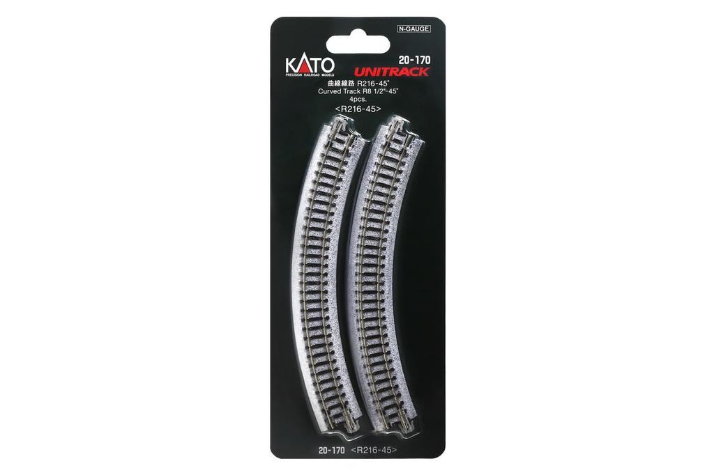 KATO N gauge curved track model R216-45° (4 pieces) 20-170 (railway supplies)