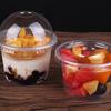 50pcs Dessert Cups with Lids 250ML/300ML Plastic Pudding Cups for Ice-Cream Mousse Picnic Party Packing - Set of 50