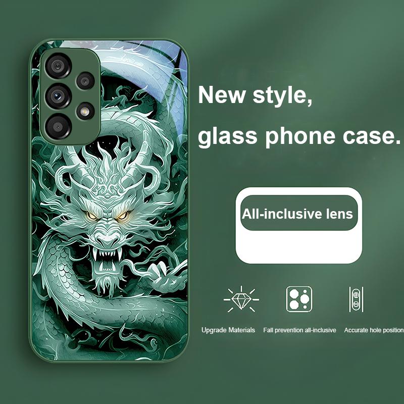 Китайский Дракон Фиолетовый Для Samsung Galaxy S24 Plus S20 21 FE S23 Ultra S8 9 A70 72 73 50 51 52 53 Закаленное Стекло Чехол для Телефона