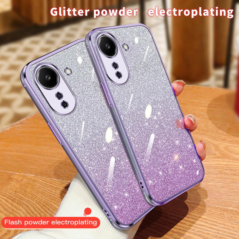 Модный чехол с градиентным покрытием и блестками для Xiaomi Mi 14 13 Pro 12 11 Lite 13T 12T 11T Redmi Note 13 12 Pro 12S 11 11S Силиконовая задняя крышка