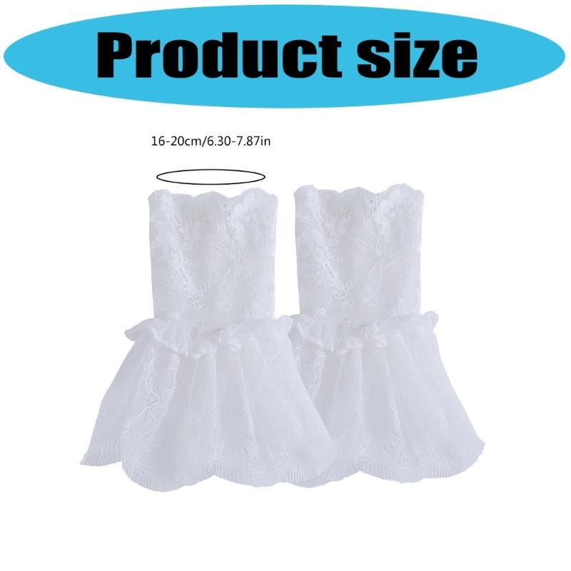 2Pairs Elegant Arm Sleeves With Lace Flower Elastic Wrist Cuffs Extension Faux Sleeves For Office Women Dress Enhancer