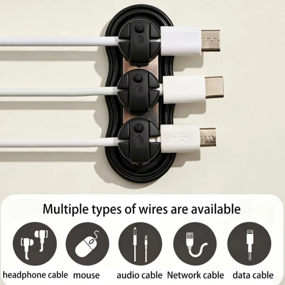 Built-in Magnet Wire Management Clips Reserved Wire Slots Charging cable holder  Cabinet Side Mount