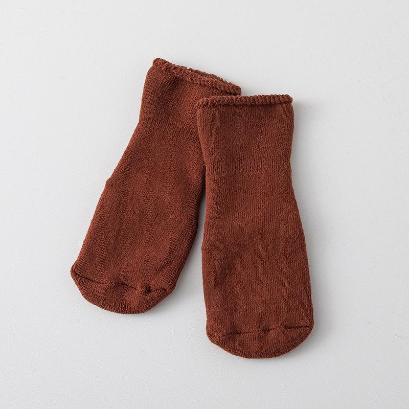 Baby Non-Slip Sock Cotton Winter Thermal Fleece-Lined Booties for Newborn Infant 0-24M Warm Anti-Skid Sole Gripper Slipper Sock