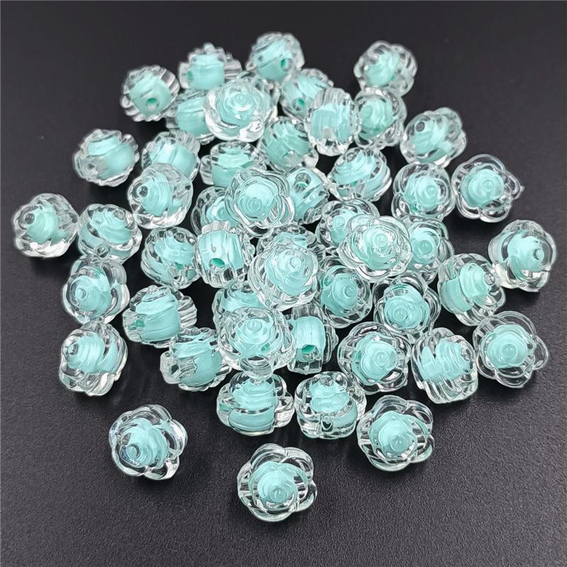 Multicolor Sandwich Rose Flower Beads Creative 11mm for Bracelet Necklace Making Handmade Material Pendants Transparent Matte DIY Jewelry Accessories