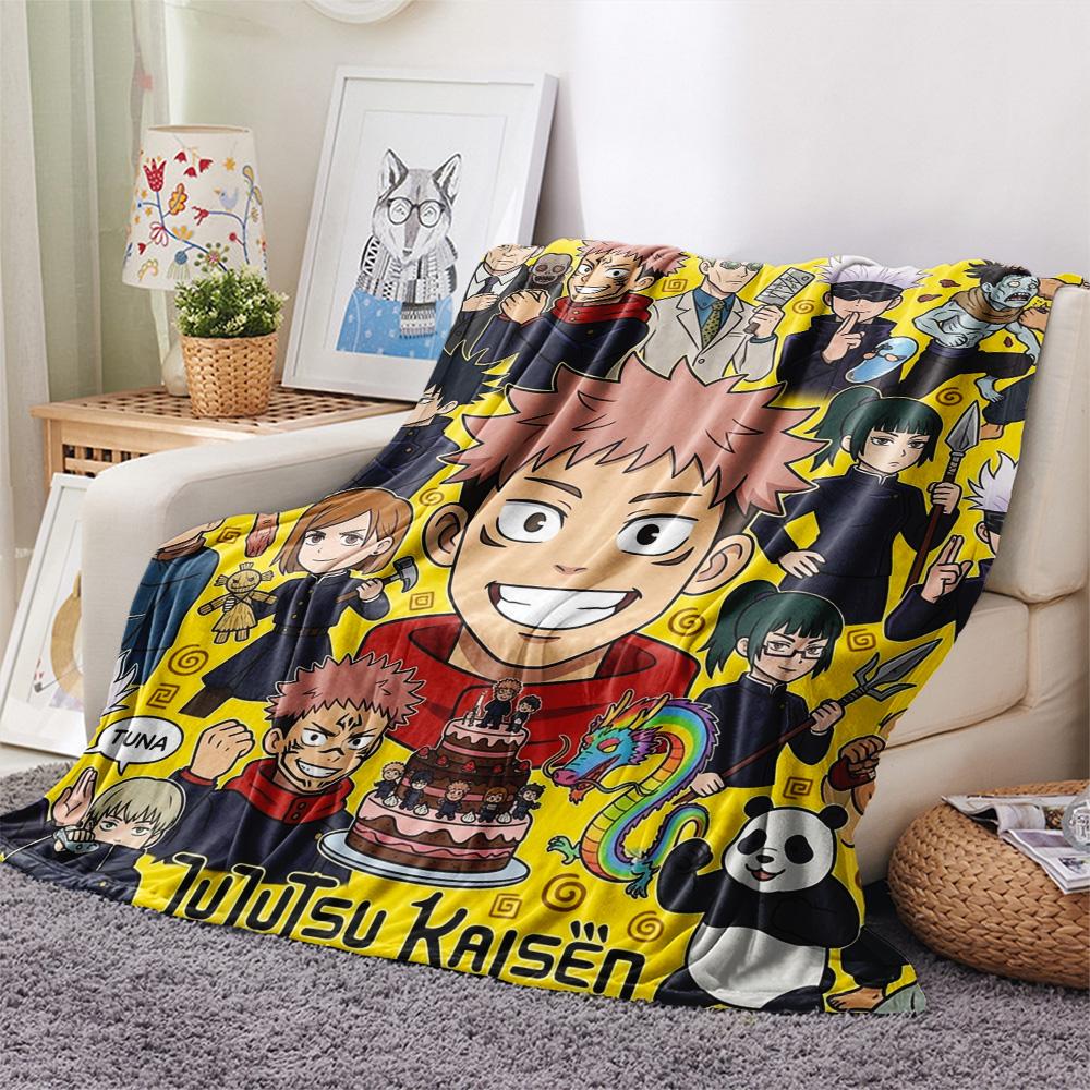 1PC Jujutsu Kaisen Patterned Flannel Blanket Suitable For All Seasons For Home Decor Warmth And Comfort Gifts Holiday Present