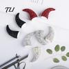 Unique Gift for Gothic Fashion Lovers 1 Pair Rhinestone Devil Horns, Car Dashboard Decor, Faux Crystal Sparkling Demon Hair Adjustable Horns