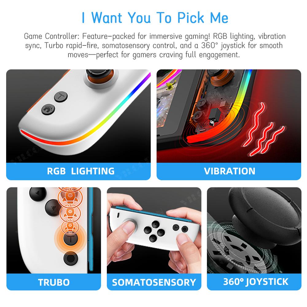 Magnetic RGB Joypad Controller for Switch 2 Compatible Console with Wrist Strap