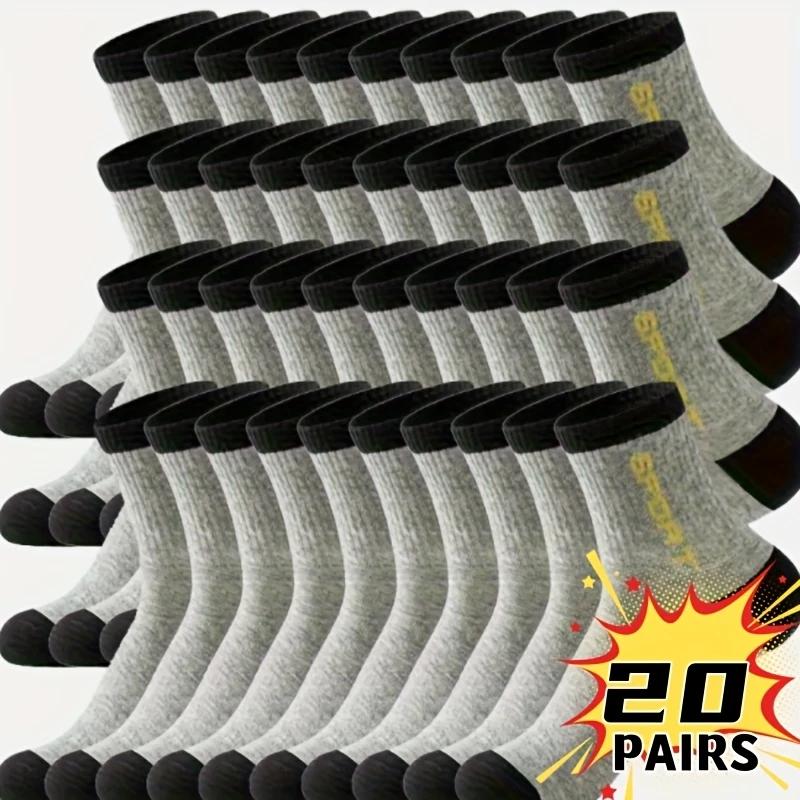 5/10/20 Pairs Men's Breathable Sports Socks - Moisture-Wicking, Reinforced Heel & Toe, All-Season Athletic Socks